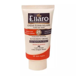 کرم ضد آفتاب کرم پودری انواع پوست SPF 25 بژ روشن الارو | Ellaro Foundation Sunscreen Cream SPF25
