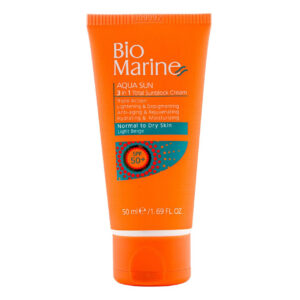 کرم ضد آفتاب رنگی بایومارینspf 50 مخصوص پوست خشک و نرمال بژ روشن | Biomarin Aqua Sun 3 In 1 Total Sunblock Cream SPF50